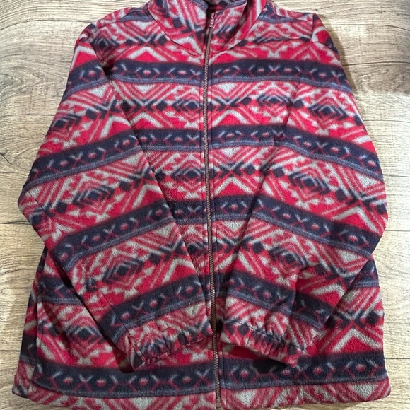 Vintage Haband Aztec Print Fleece Jacket | Red Blue Gray | Medium - Picture 1 of 8